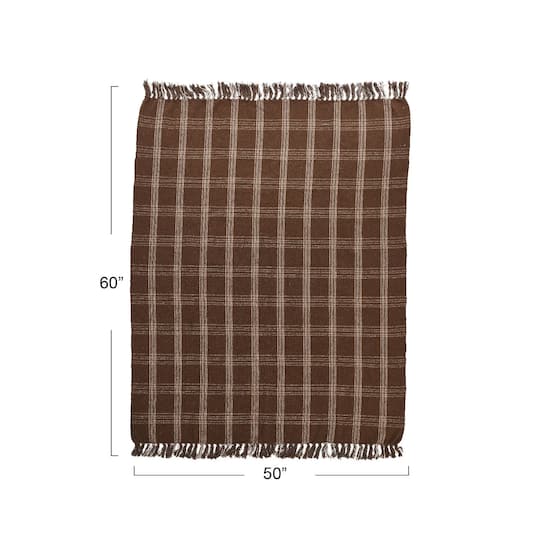 Hello Honey® Plaid Recycled Cotton Blend Throw Blanket with Fringe